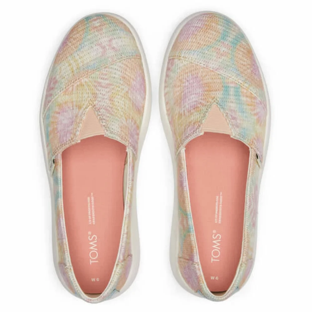 👣TOM'S 🌱ALPARGATA Candy Pink Tie Dyed Crochet Espadrilles footwear